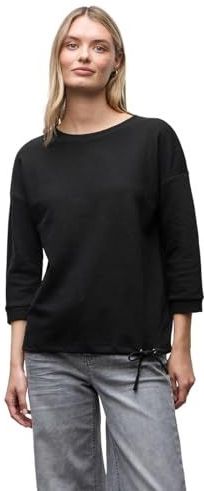 Street One Dames Gestructureerd gemengd shirt in Zwart, in size: 34