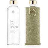 EQUA Mismatch Pistachio Drinkfles, 750 ml, glazen fles met beschermhoes, waterfles met vilten hoes, designer drinkfles van borosilicaatglas, 0,75 l, beige