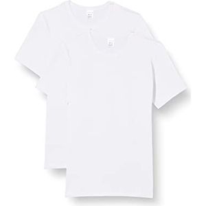 Schiesser Jongensonderhemd met mouwen, set van 2 ondershirt - 95/5 biologisch katoen, wit, 164 cm