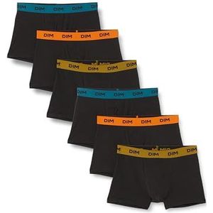 Dim Boxershorts voor heren, mix en kleuren, katoen, stretch, 6 stuks, Zwarte riem oranje/blauw/groen, S