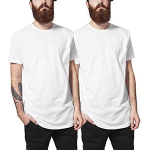 Urban Classics Heren Shaped Long Tee 2-pack T-shirt, wit/wit, XXL