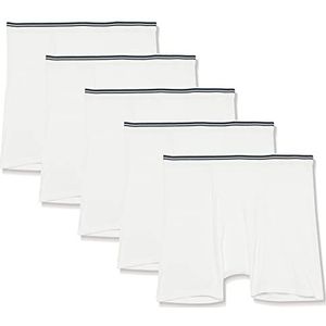 Amazon Essentials Boxershorts voor heren, labelvrij, 5 stuks, wit, XXL
