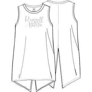 RUSSELL ATHLETIC Dames Scripted Split Back Long Tank Top, wit, M