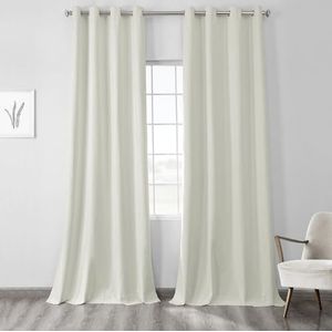 HPD Half Price Drapes FLCW-CBO191-96-GR Vintage thermisch kruis linnen weave Max verduisterende doorlopende gordijn (1 paneel), 50 X 96, Starlight Off White