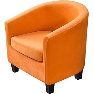 Mingfuxin 2 stuks kuipstoelhoezen, opgewaardeerd 2-in-1 ontwerp stretch fluwelen fauteuil sofa slipcover met kussensloop, antislip club emmer stoelen bank hoezen slipcovers (opgewaardeerd - oranje,