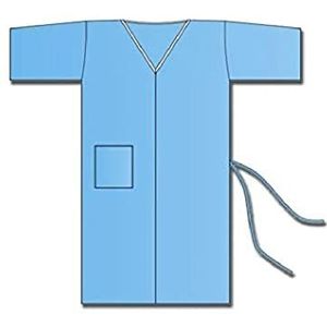 GIMA Mediberg Wegwerp-kimono of bezoekers, ondoorzichtig van SMS, 40 g/m², niet steriel, opening voor en korte mouwen, kleur: lichtblauw, e©e©n maat, 100 stuks