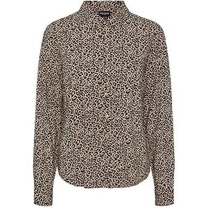 PIECES Dames Pcnova Ls Shirt Noos Bc Blouse, Silver Mink/Aop: leo, M
