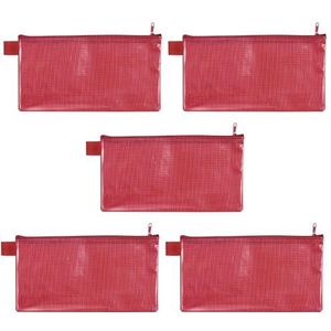 VELOFLEX 2706020-5 - Etui met rits rood, 5 stuks, 235 x 125 mm, documentenetui van met stof versterkt EVA-materiaal