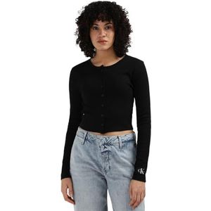 Calvin Klein Jeans Geweven Label Rib Vest voor dames Overige tops, zwart., L