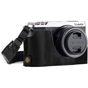 MegaGear ""Ever Ready"" leren camera halve tas met draagriem en batterijtoegang voor Panasonic Lumix DMC-GX85, GX80 zwart