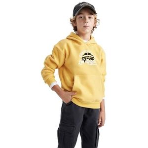 DeFacto Sweatshirt met capuchon voor jongens, geel, 5-6 Jaar
