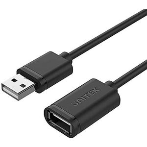 UNITEK 2 Meter USB 2.0 Verlengkabel Super Snelheid | USB A mannetje naar USB A vrouwtje | Verlengkabel voor printer, muis, toetsenbord, kaartlezer | Zwart