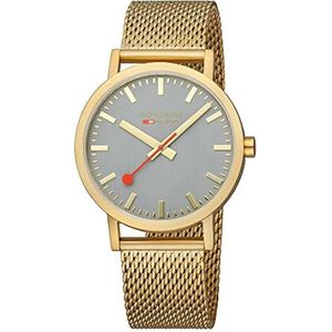 Mondaine Heren analoog kwartshorloge met roestvrij stalen armband A660.30360.80SBM, goud-grijs, armband