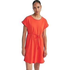 DeFacto Damesjurken zomer - bodycon jurk dames, stijlvol en elegant - zomerjurk voor dames, vrouwelijke en comfortabele jurk, donkeroranje (dark orange), S