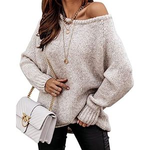 BTFBM Vrouwen Casual Lange Mouw Herfst Truien Ronde Hals Effen Kleur Zachte Geribbelde Gebreide Oversized Trui Losse Fit Jumper, Massieve abrikoos, M