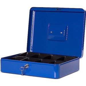 MAUL Geldcassette 4 van staal | afsluitbaar | muntgeldinzetstuk uitneembaar | 30 x 25 x 8,7 cm | kassa met 2 sleutels | geschikt als spaarpot | kleine kluis, kluis, kassa | blauw