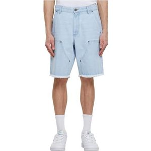 Urban Classics Heren Shorts Open Edge Two Knee Denim Shorts New Light Blue Washed 32, New Light Blue Washed, 32