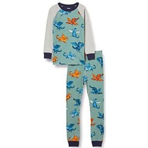 Hatley Organic Cotton Raglan Sleeve bedrukte pyjamaset voor kinderen, Verborgen draken, 2 jaar
