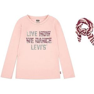 Levi's Lvg Ls Zebra T-shirt voor meisjes met Scrunchi 3ej167 T-shirt, Roze glazuur, 8 jaar