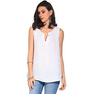 Bonateks - Tuniek - Wit - Mouwloos - 100% Linnen - Gemaakt in Italië