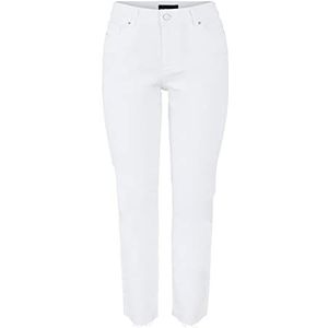 PIECES Pcluna Straight Mw ANK Bwh Noos Cp Bc Jeans voor dames, wit (bright white), 26W x 30L