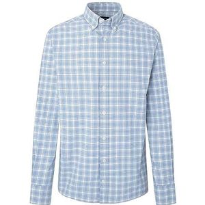 Hackett London Heren Oxford Check Shirt, Wit (Wit/Blauw), L, Wit (wit/blauw), L