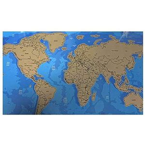 Wereldkaart om te krabben 82 cm x 59 cm met staten en krabvlaggen inbegrepen