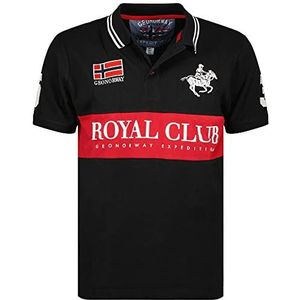 Geographical Norway kahorse Herenpoloshirt, klassiek, katoen, korte mouwen, casual, knoopsluiting, casual, top, regular klassiek, lente, zomer (zwart M), Zwart, M