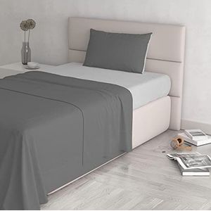 Italian Bed Linen Natural Color Beddengoedset, 100% katoen, lichtgrijs/rook, klein dubbel
