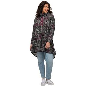 Ulla Popken Lange sweater met bloemenprint voor dames, Magentapink., 46-48 grote maten