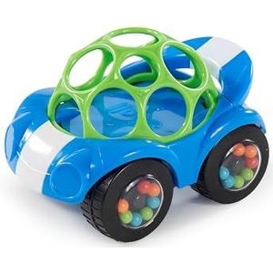 Bright Starts, Oball, gemakkelijk vast te pakken, rammelaar en wieltjes, sportwagen, BPA-vrij, kruipspeelgoed voor baby's, 1 pakket, 3+ maanden, blauw/groen