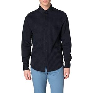 Armani Exchange heren Mercerized Cotton Jersey Jacquard and Plain Navy shirt