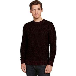 TOM TAILOR Uomini Gebreide trui in gemêleerde look 1028457, 28588 - Navy Red Mouline Structure, S