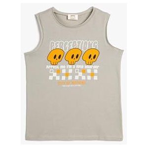 Koton Boys's tanktop met schedelprint, mouwloze katoenen tanktop, grijs (031), 6-7 Jaar