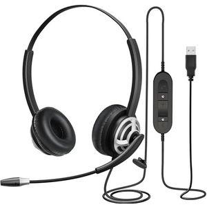 Mairdi USB-headset met microfoon, noise cancelling, pc-headset voor spraakherkenning, teams headset voor laptop, kantoor, callcenter, Skype, videoconferentie, Pro Mic voor dicteren Dragon Nuance