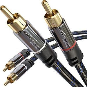KabelDirekt – Cinch kabel gevlochten – 3 m – 2-Mannelijk Naar 2-Mannelijk RCA-Audiokabel bijzonder onbreekbaar & briljante geluidskwaliteit (coaxkabel, subwoofer & home cinema, analoog & digitaal)