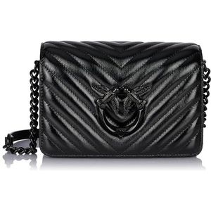 Pinko Dames Love Click Mini Metal Sheep Nappa Chevron tas, Z99b_zwart Limousine Block Color, Z99b_zwart Limousine Block Color