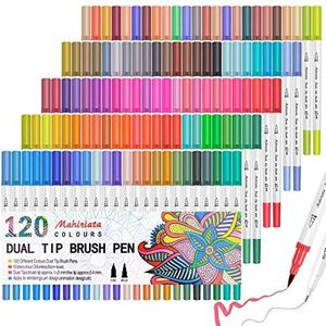 Laconile 120 kleurpotloden Dual Tips Art Marker permanente marker voor kalligrafie, tekenen, schetsen, kleurboek, Bullet Journal Art Projects, wit, EU-A030