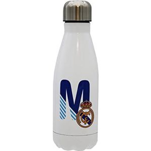 Real Madrid - roestvrijstalen waterfles, hermetische sluiting, met letter M-ontwerp in blauw, 550 ml, witte kleur, officieel product (CyP Brands)