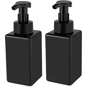 UUJOLY Schuimende zeepdispenser, 15 oz navulbare pompfles plastic voor vloeibare zeep, shampoo, lichaamswas, 2 stuks, zwart