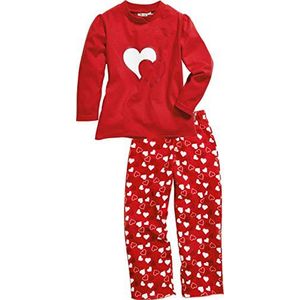 Playshoes Tweedelige pyjama voor meisjes, single-jersey, hartjes, tweedelige pyjama, Rood (origineel 900), 98 cm