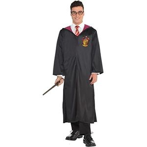 amscan Volwassen Heren Officieel gelicenseerd Harry Potter Griffoendor gewaad boek dag week carnaval kostuum, Zwart, XL