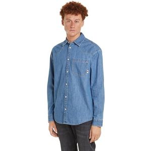 Tommy Jeans Heren TJM RLX Western Denim Shirt Casual, Midden Indigo, S