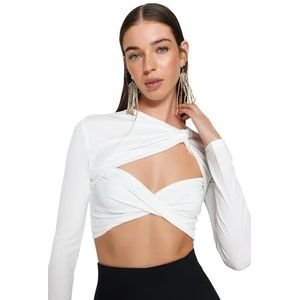 Trendyol Damesblouse met rechte lange mouwen, getailleerd, ecru, 36