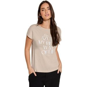 T-shirt met glitterwoorden, Licht glad zand, 36