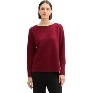 TOM TAILOR RIPP sweatshirt voor dames met knopen, 36489 - Deep Red Melange, XXS