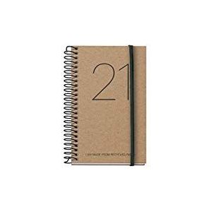 Miquelrius - 2021 Dagboek 100% gerecycled jaar, Catalaans, dagpagina, formaat 80 x 125 mm, papier 70 g, hardcover gevoerd karton, ambachtelijke kleur