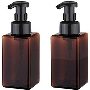 UUJOLY Schuimende zeepdispenser, 450 ml (15 oz) navulbare pompfles voor vloeibare zeep, shampoo, bodywash (2 stuks) (bruin)