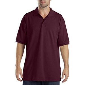 Dickies Men's Short Sleeve Pique Polo, Burgundy, Small