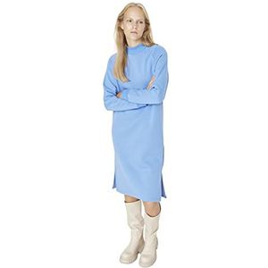 Trendyol Damesjurk voor dames, regular shift staande kraag gebreid, Blauw, XL